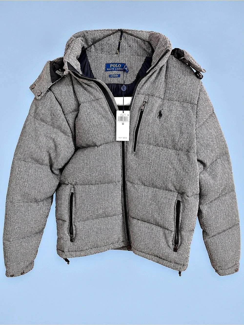 Polo Ralph Lauren RL Classic 9/15 Houndstooth Puffer in Gray Size men’s Medium